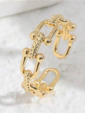 Western Horseshoe Ring Open Cuff Gold Ring